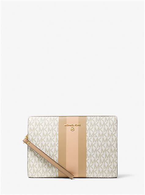 michael kors zip pouch|Medium Logo Stripe Zip Pouch .